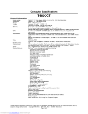 Toshiba T-Series T4800CT Specifications