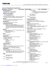 Toshiba A11-S3512 Specifications