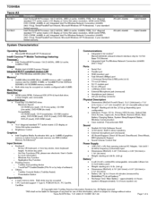 Toshiba Tecra A3-S611 Specifications