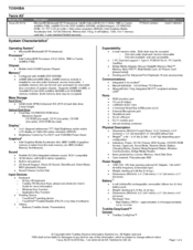 Toshiba A5-S116 Specifications