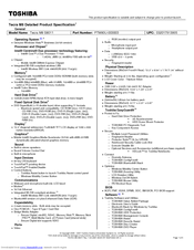 Toshiba M8-S8011 Specifications