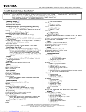 Toshiba M8-S8011X Specifications