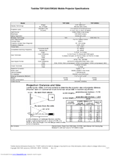 Toshiba TDP-S20U Specifications