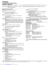 Toshiba PD400U-00002R Specifications