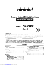 Toyotomi BS-36UFF Type B Installation Manual