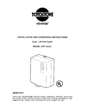 Toyostove OPT-81UL Installation And Operation Instructions Manual