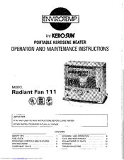 Kero-Sun Radiant Fan 111 User Manual