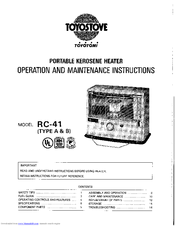 Toyotomi RC-41 Type A User Manual