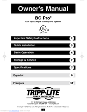 Tripp Lite BCPRO850 Owner's Manual