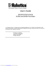 US Robotics SPORTSTER VOICE 33.600 User Manual