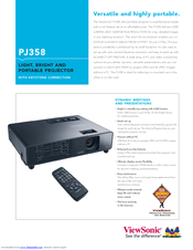 Viewsonic PJ358 - XGA LCD Projector Specifications