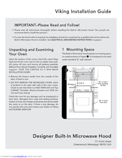 Viking Designer DMOR200SS Installation Manual