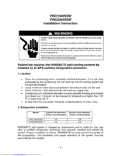 Vinotemp 2500SSW Installation Instruction