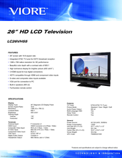 Viore LC26VH55 Specifications