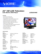 Viore LCD22VH65 Specifications