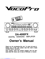 VocoPro DA-4080FX Owner's Manual