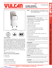 Vulcan-Hart 1G4BD Series Specifications