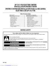 Whirlpool WED5800S Installation Instructions Manual