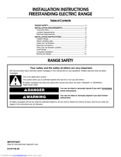 Whirlpool RF301OXTW - Electric Range Installation Instructions Manual