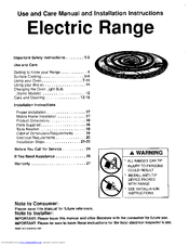 Whirlpool RF3010XEW Use And Care Manual And Installation Instructions