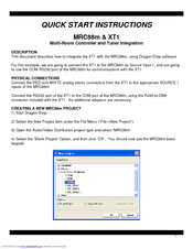 Xantech XT1 Quick Start Instructions