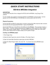 Xantech MRC88M Quick Start Instructions