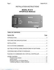 Xantech IR-X10 Installation Instructions Manual