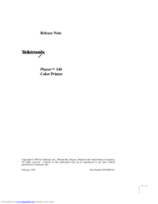 Tektronix Phaser 140 Release Note