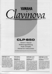 Yamaha Clavinova CLP-650 Owner's Manual