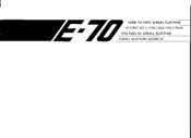 Yamaha Electone E-70 User Manual