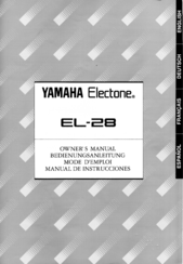 Yamaha Electone EL-28 Owner's Manual