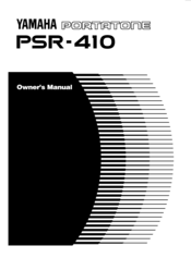 Yamaha Portatone PSR-410 Owner's Manual