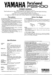 Yamaha PortaSound PSS-100 Owner's Manual