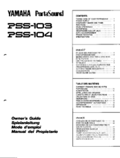 Yamaha PortaSound PSS-103 Owner's Manual