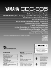 Yamaha CDC-835 Owner's Manual