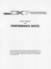 Yamaha Vintage DX7 Special Edition ROM Manuals | ManualsLib