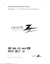 Zenith XBV322 Installation And Operating Manual