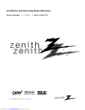 Zenith C34W37 Series Installation And Operating Manual, Warranty