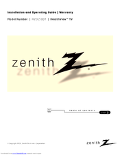 Zenith HealthView H20E50DT Installation And Operating Manual, Warranty