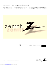 Zenith Concierge H20E35DT Installation And Operating Manual, Warranty