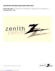 Zenith Presentation H25E46DT Installation And Operating Manual, Warranty