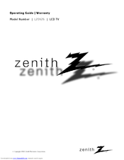 Zenith L20V26 Operating Manual