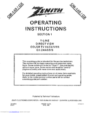 Zenith CM-148/GX Operating Instructions Manual