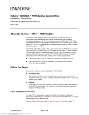 Paradyne Hotwire 6020 Installation Instructions Manual