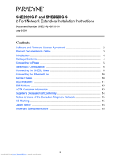 Paradyne SNE2020G-S Installation Instructions Manual