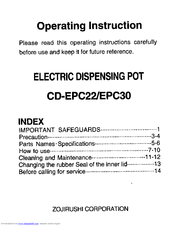Zojirushi CD-EPC30 Operating Instructions Manual