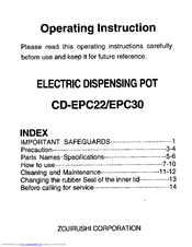 Zojirushi CD-EPC22 Operating Instructions Manual
