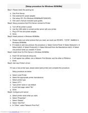 Zonet ZPS2102 - SETUP PROCEDURE FOR WINDOWS 95-98-ME Setup Manual