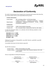 ZyXEL Communications P-2602HL-D1A Declaration Of Conformity