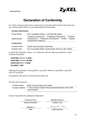 ZyXEL Communications P-2602HL-D3A Declaration Of Conformity